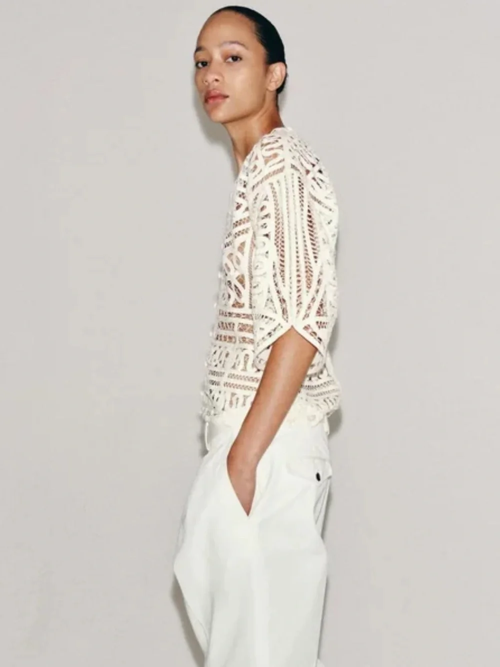 NWT Zara Woman Bloggers Fav ZW COLLECTION CROCHET TOP Size S Small